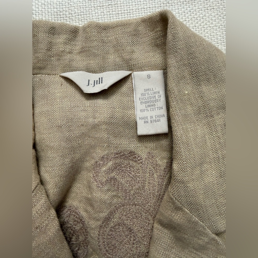 J. Jill Linen Jacket Small Neutral Button Front Lightweight Chic Layered Top - Picture 6 of 9
